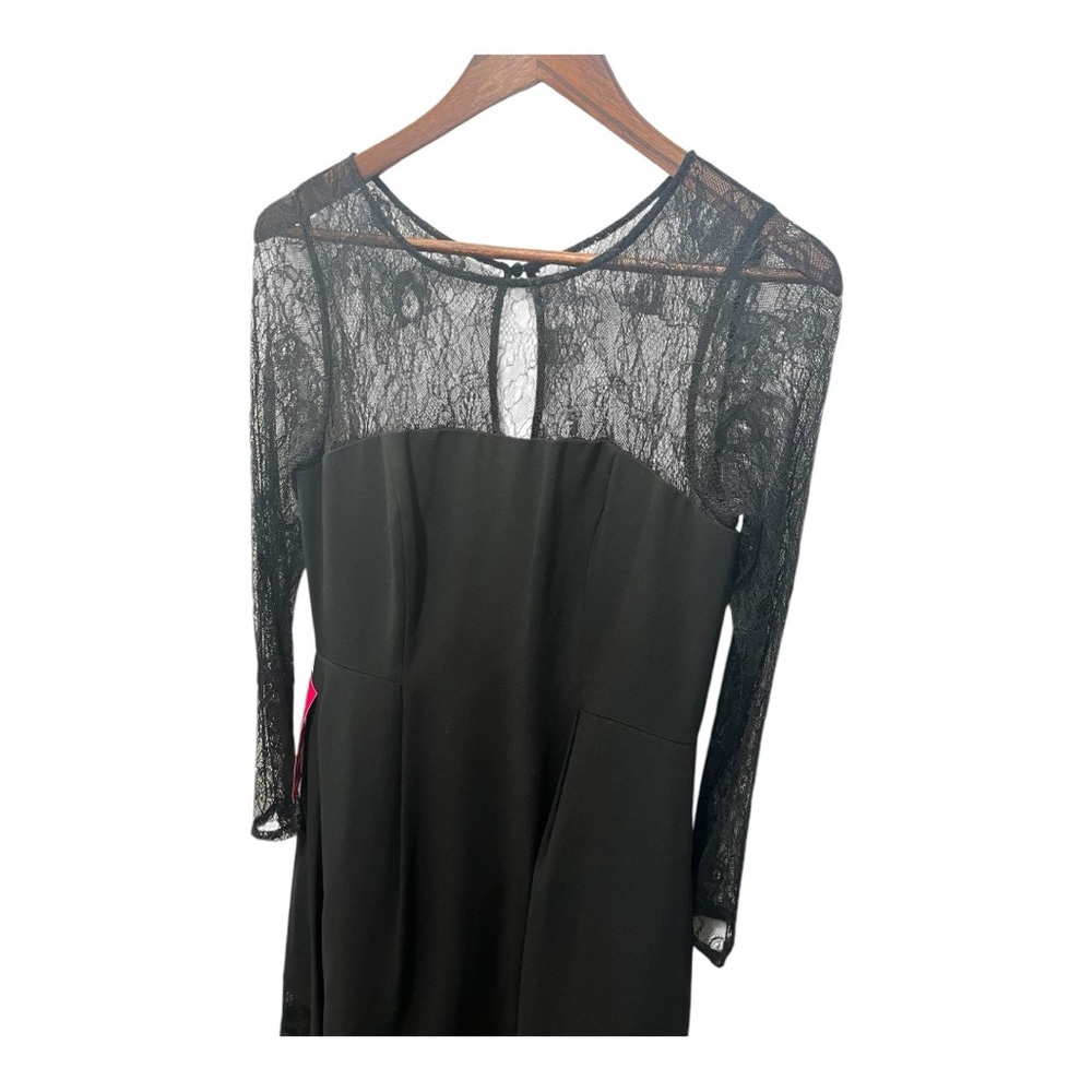 AIDAN MATTOX BLACK SHADOW STRIPE CREPE MIDI FIT & FLARE COCKTAIL DRESS NWT SZ 10 - Picture 4 of 16